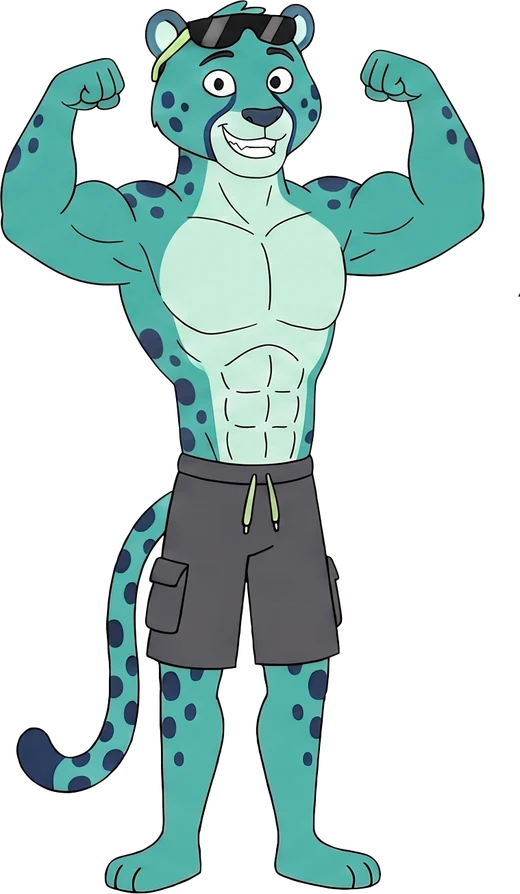 The cheetah flexing